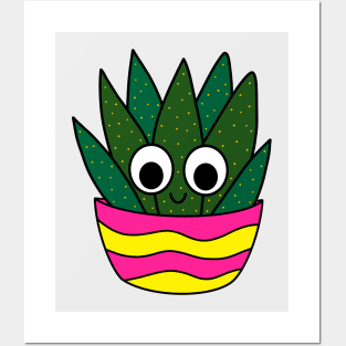 Cute Cactus Design #235: Cute Succulent In Bright Pot Posters and Art